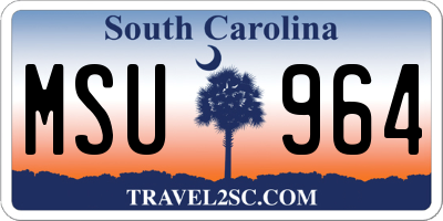 SC license plate MSU964