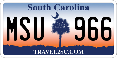 SC license plate MSU966