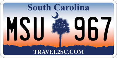 SC license plate MSU967