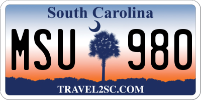 SC license plate MSU980