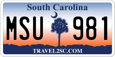 SC license plate MSU981
