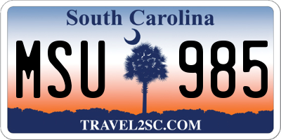 SC license plate MSU985