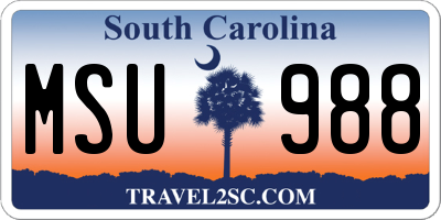 SC license plate MSU988