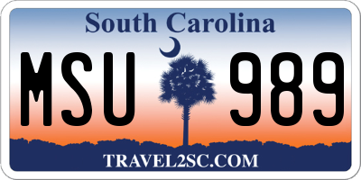 SC license plate MSU989
