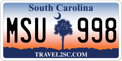 SC license plate MSU998