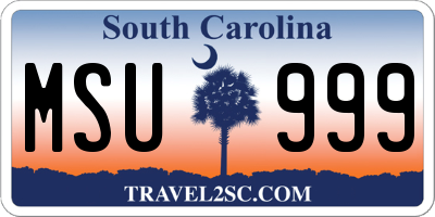 SC license plate MSU999