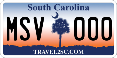 SC license plate MSV000