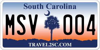 SC license plate MSV004