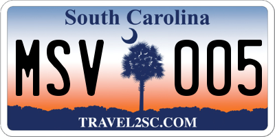 SC license plate MSV005