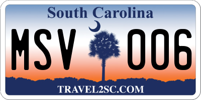 SC license plate MSV006