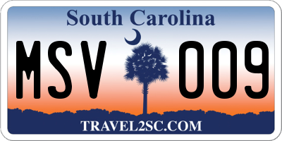 SC license plate MSV009