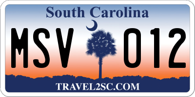 SC license plate MSV012