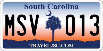 SC license plate MSV013