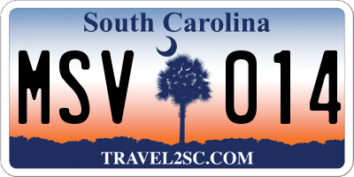 SC license plate MSV014