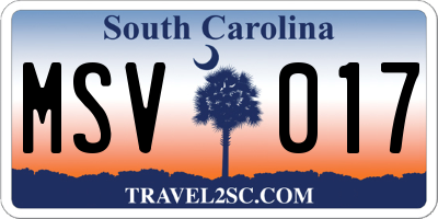 SC license plate MSV017