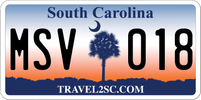 SC license plate MSV018