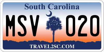 SC license plate MSV020