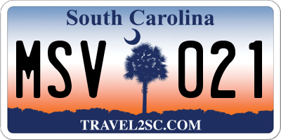 SC license plate MSV021