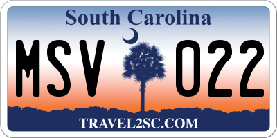 SC license plate MSV022