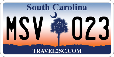 SC license plate MSV023