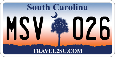 SC license plate MSV026