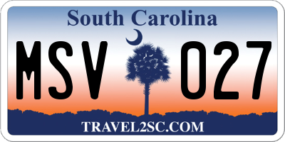 SC license plate MSV027