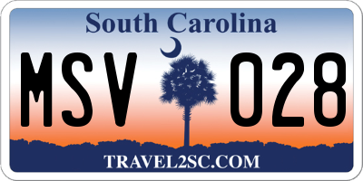SC license plate MSV028
