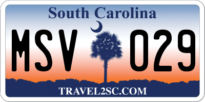 SC license plate MSV029