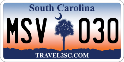 SC license plate MSV030
