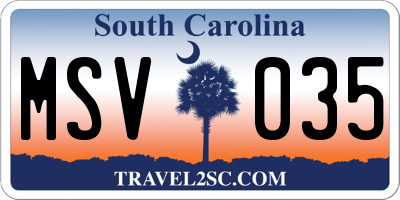 SC license plate MSV035