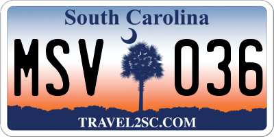 SC license plate MSV036