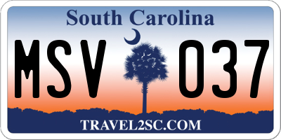 SC license plate MSV037