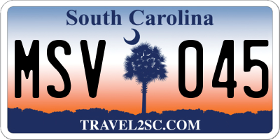 SC license plate MSV045