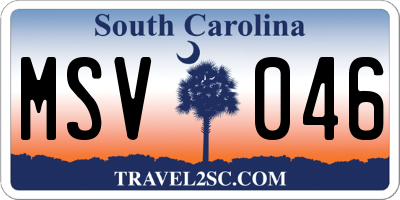 SC license plate MSV046