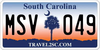 SC license plate MSV049