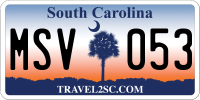 SC license plate MSV053