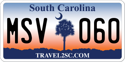 SC license plate MSV060
