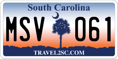 SC license plate MSV061