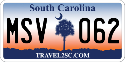 SC license plate MSV062