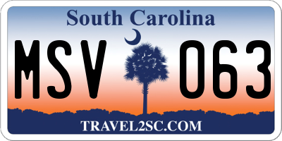 SC license plate MSV063