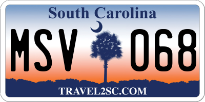 SC license plate MSV068