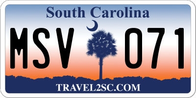 SC license plate MSV071