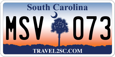 SC license plate MSV073
