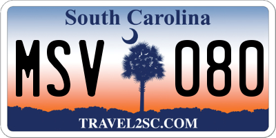 SC license plate MSV080