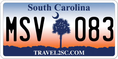 SC license plate MSV083