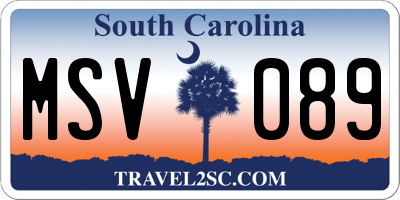 SC license plate MSV089