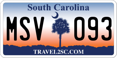 SC license plate MSV093