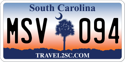 SC license plate MSV094