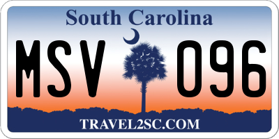 SC license plate MSV096