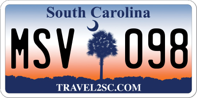 SC license plate MSV098